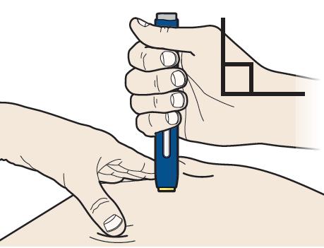 A Stap 3: De injectie Houd de huid strakgetrokken of samengeknepen.