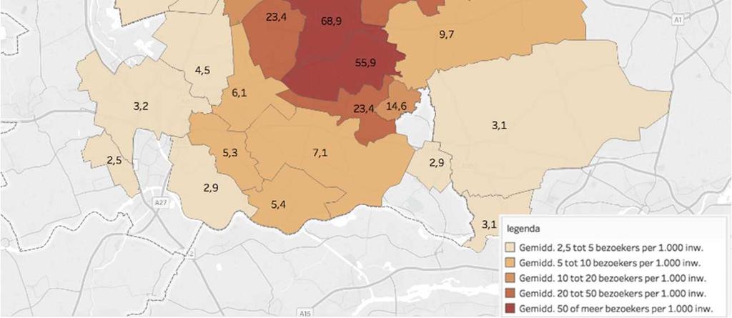 Hierdoor ontstaat een relatief beeld van de belangrijkste herkomstgebieden. Figuur 5.