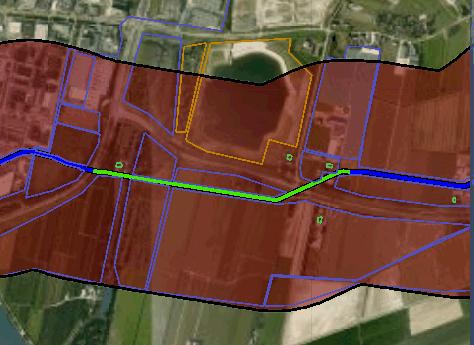 3.4 LAAGRAVEN De ligging van de kilometer leiding ten behoeve van het groepsrisico ter hoogte van het plan Laagraven is in de volgende figuur met groen weergegeven.