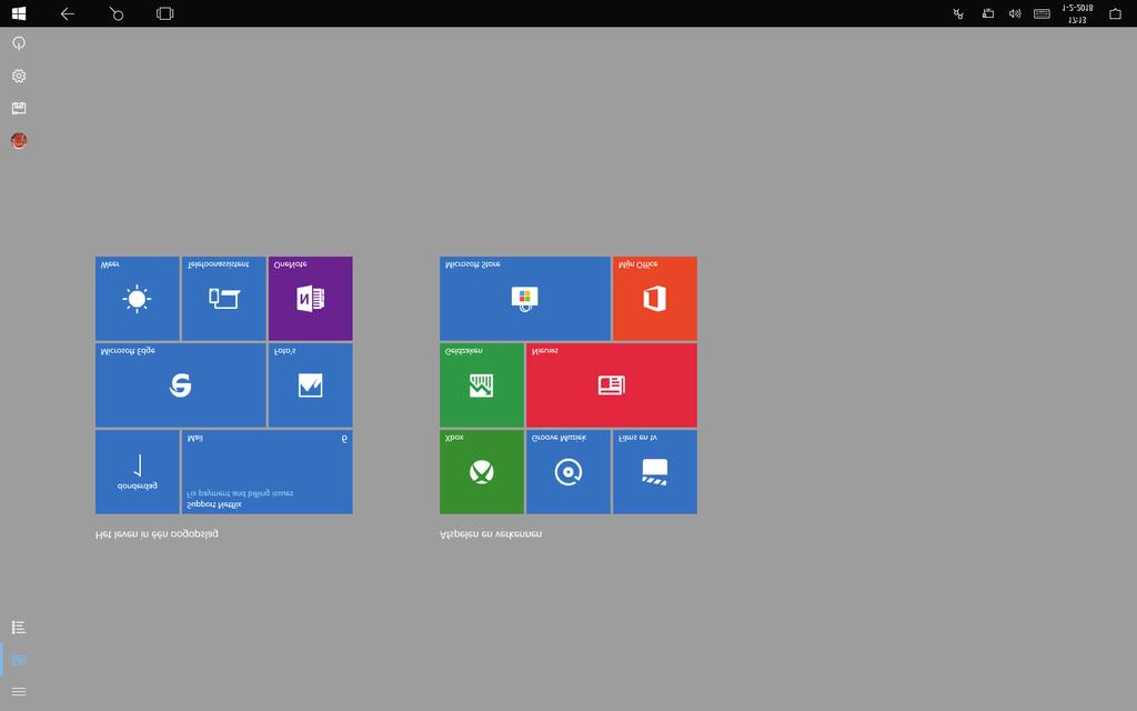 Het Windows 10 overstap- en updateboek Afbeelding 1.4 Het scherm in de tabletmodus. Afbeelding 1.5 Uiteraard draait Windows 10 ook op echte tablets.