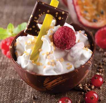 Luxe Kerst Dessert Mousse Halve chocolade bol met Kwark Mousse en een swirl van