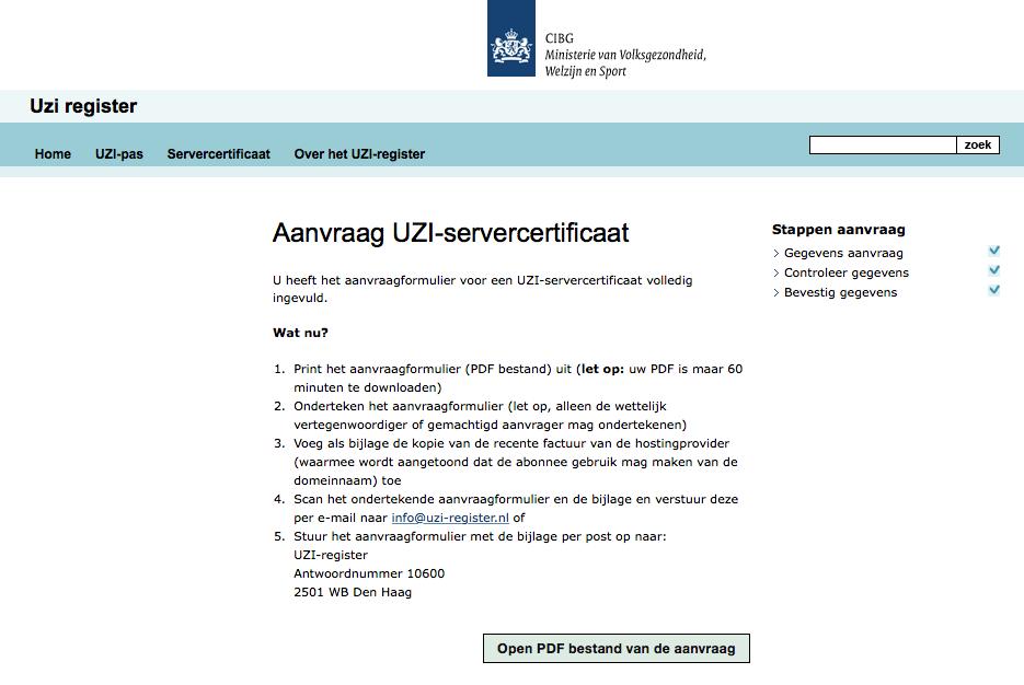 15. Klik op 16. Sla de PDF op voor uw eigen administratie en print 1 set formulieren. TIP: druk het formulier 2x af en bewaar 1 exemplaar voor uw eigen administratie.