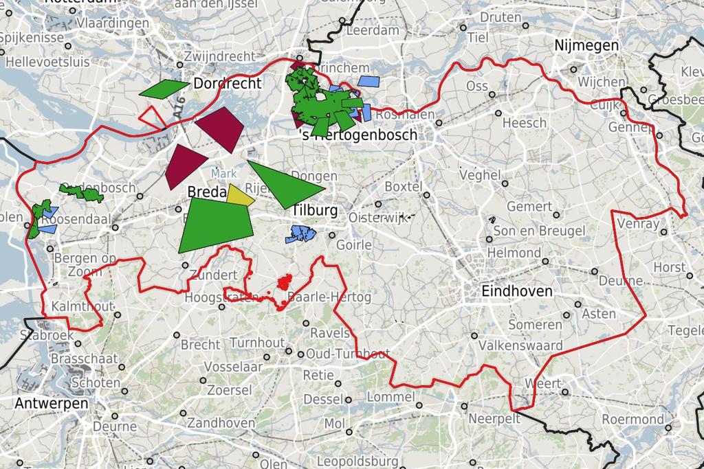 Testgeval: Geometrische fouten in Noord-Brabant Geheel of gedeeltelijk buiten