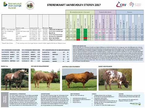 Stierenkaart Aanbevolen Stieren 2017 Samen met de foktechnische commissie van het stamboek is de stierenkaart Aanbevolen stieren 2017 opgesteld.