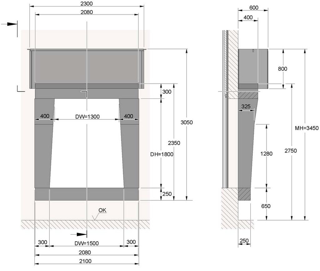 Optionele afmetingen, dockshelter