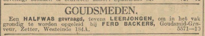 Advertentie Haagsche Courant 18 januari 1927.