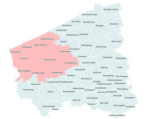 Ons werkingsgebied omvat 11 gemeenten: De Panne, Veurne, Koksijde, Alveringem, Nieuwpoort, Lo Reninge, Middelkerke, Diksmuide, Houthulst, Koekelare, Kortemark.