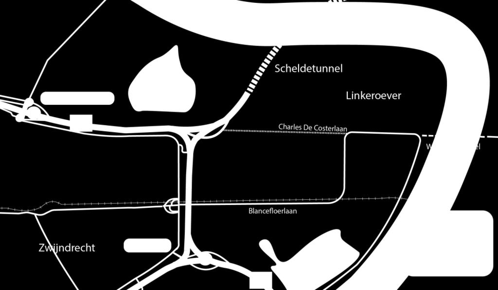 Scheldetunnel: verbinding met Noordkasteel - 1,5 km -