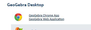 Geogebra: een waaier van versies De Chrome app van Geogebra, html5 gebaseerd. Draait als app in de browser Google Chrome. Ook hier geen Java nodig.