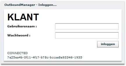 Beschrijving web interface Inloggen URL: http://klant.outbound.ipccc.