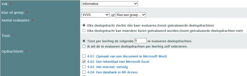 Na de les kun je de observatie invullen in de Competentiemeter. 1.6.2 Evalueren via een tablet pc Het is ook mogelijk om je evaluatie rechtstreeks in de Competentiemeter in te voeren.