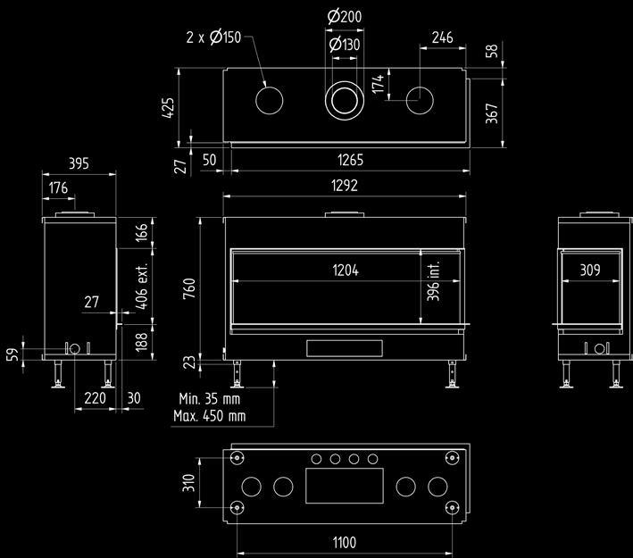 Luna 1300 CL/CR Diamond (in optie / en option) Plan = CR *3-9,5 kw rendement /