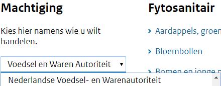 Inloggen als gemachtigde Wanneer u door een bedrijf gemachtigd bent, krijgt u een extra optie op het scherm, waar u het bedrijf dat u heeft gemachtigd kan selecteren.