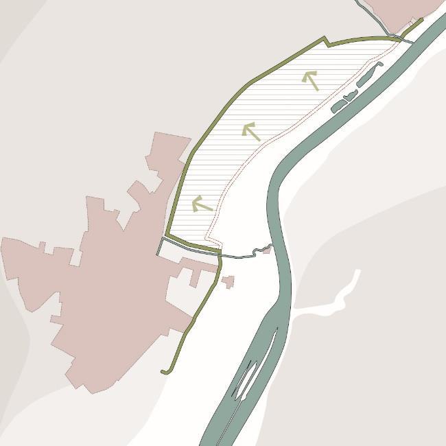 Bouwsteen: Dijkverlegging & geen hoogwatergeul [L2] Dijkverlegging Terrasrand is natuurlijke