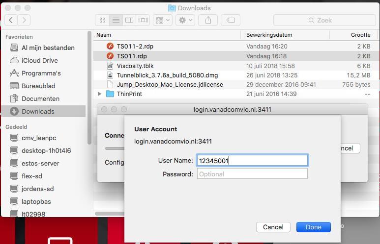 Hij zal nu een inlogbestand downloaden naar de computer, deze zal normaal gesproken worden opgeslagen in de map Downloads als u geen andere locatie kiest. Het inlogbestand heet TSXXX.rdp waarbij i.p.v.