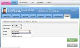 5.2 Afwezigheid in cliëntagenda noteren Ga naar de cliënt en selecteer het tabblad Agenda.