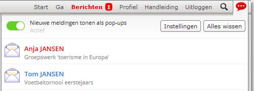 Melding in de browser Wanneer een nieuw item beschikbaar is, zal Smartschool een melding tonen.