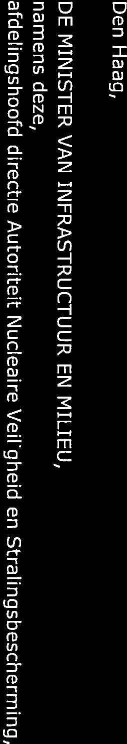 Den Haag, 5 Ondertekening DE MINISTER VAN INFRASTRUCTUUR EN MILIEU, namens deze, afdelingshoofd directie Autoriteit Nucleaire Veiligheid en Stralingsbescherming, ir. M.J.