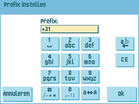 13 Het prefix wijzigen U kunt als volgt het prefix wijzigen: 1. Druk op de knop naast het prefix. 6 2.