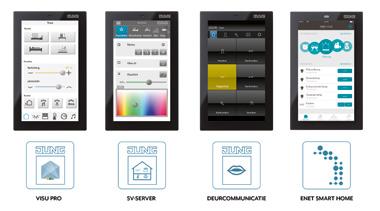 Smart Home systeem, een app voor Siedle Deurcommunicatie en een app voor de minder complexe KNX installatie, zoals een eengezinswoning of klein kantoor met de Smart Visu Server, of in combinatie met
