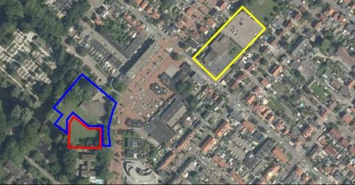 Volgvel 3 plangebied bestemmingsplan Zwanenburg de Kom Noordwestzijde, rood omlijnd het dorpshuis, blauw omlijn het dorpsplein, geel omlijnd de Lidl Inhoud bestemmingsplan Het voorliggende
