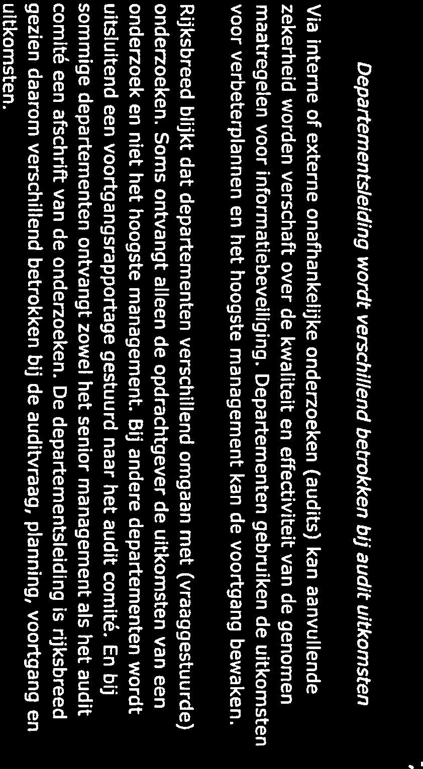 4.1.5 Departementsleiding wordt verschillend betrokken bij audit uitkomsten Via interne of externe onafhankelijke onderzoeken faudits) kan aanvullende zekerheid worden verschaft over de kwaliteit en