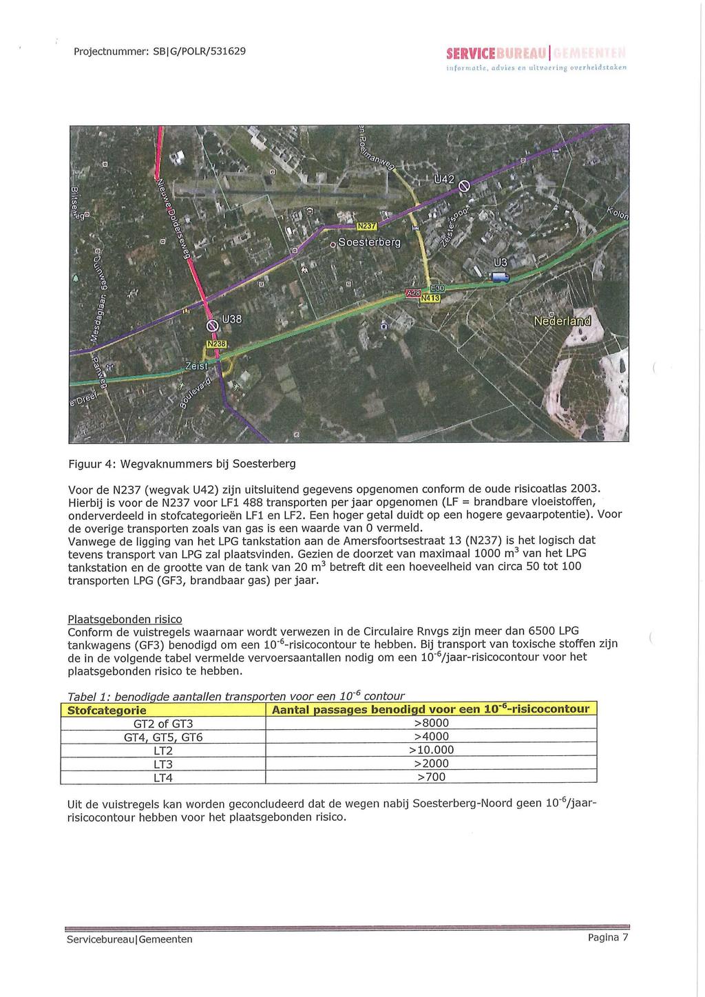 iiiforniatie, advies en uitvaering overheidstaken Figuur 4: Wegval<nummers bij Soesterberg Voor de N237 (wegval< U42) zijn uitsluitend gegevens opgenomen conform de oude risicoatlas 2003.