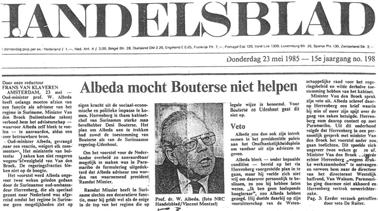 1985 Hij zei vervolgens door het ANP te zijn gebeld en te hebben gezegd dat hij de opstelling van de Nederlandse regering in de zaak Albeda een schandaal vond.