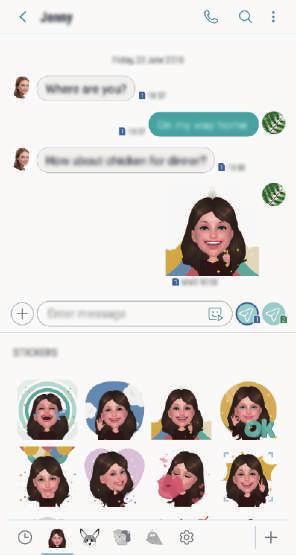 Apps en functies Mijn Emoji-stickers verzenden U kunt Mijn Emoji-stickers die op u lijken, verzenden via