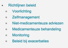 ma om de ziektelast bij COPD in kaart te brengen Ontwikkeld door Universiteit Maastricht 14 vragen voor patiënten (CCQ en toevoeging) Zorgverlener vermeldt objectieve meetgegevens (o.a.rookstatus,