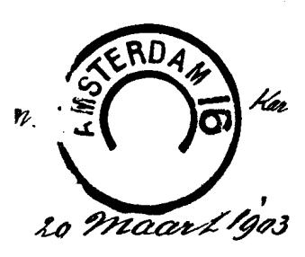 AMSTERDAM 16 Bijpostkantoor Bloemgracht Dienstorder No 30 P 68 T van 27 februari 1902: Met ingang van 15 Maart e.k. wordt een nieuw bijpost- en telegraafkantoor gevestigd aan de Bloemgracht te Amsterdam.