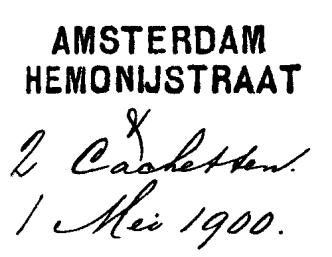 AMSTERDAM 1 Bijpostkantoor Amsteldijk (tot en met 30 april 1900) AMSTERDAM 1 GRBK 0001 1895-06-25 Op 25 juni 1895 werd een grootrondstempel toegezonden voor het bijpostkantoor 1, Amsteldijk.