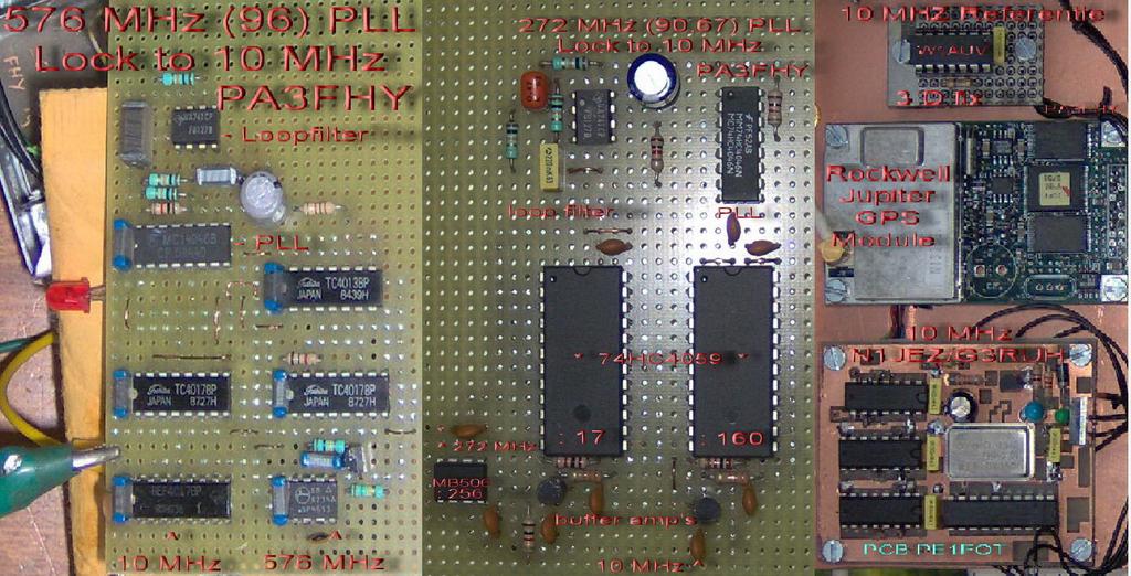 Vervolgens een 4046 PLL en loopfilter met een LM741, voor sturing van een varicapdiode in de oscillator. Na wat vingerwijzingen van Adriaan PE1CQQ t.