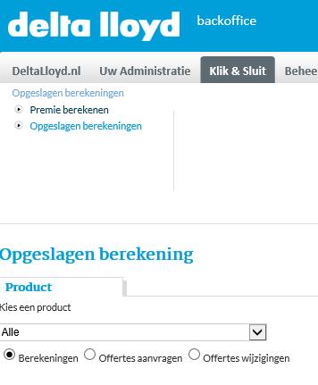 - Offertes blijven staan tot een maximum van 200 offertes Onder Klik & Sluit - opgeslagen berekeningen kunt u uw offertes vinden.