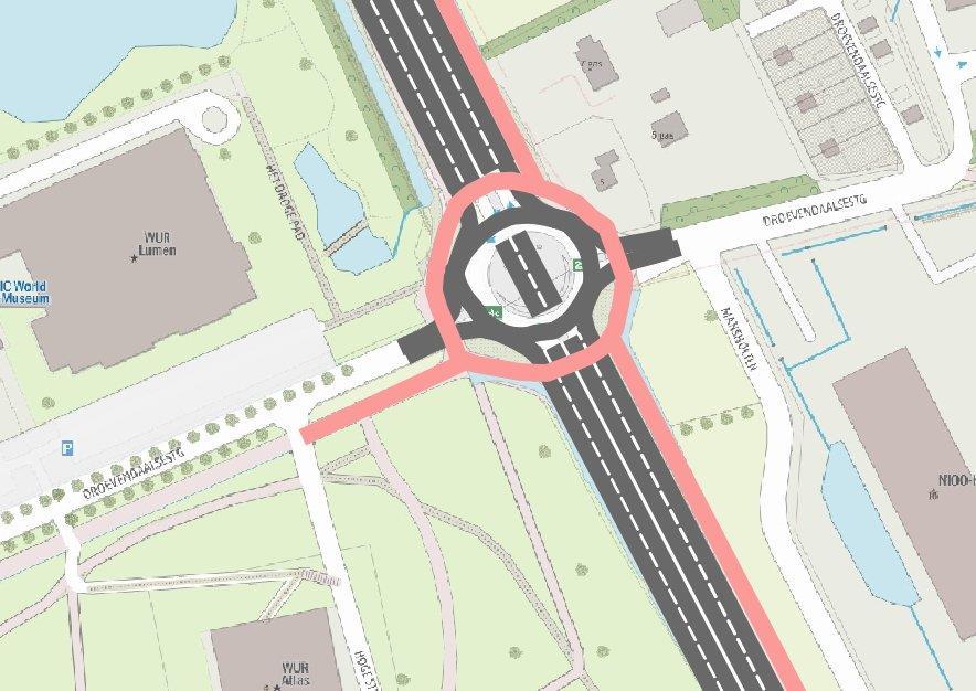 4.7 Herinrichting kruispunt Mansholtlaan Droevendaalsesteeg WGoW stelt voor op dit kruispunt, dat de hoofdentree naar de Campus en Wageningen vormt, een onderdoorgang voor doorgaand autoverkeer van 2