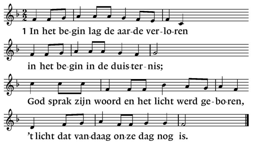 Eerste moment met de kinderen voordat zij aan het werk gaan Zingen: In het begin lag de aarde verloren (lied 162) In het begin zijn de wolken en luchten, in het begin is de hemel ontstaan.