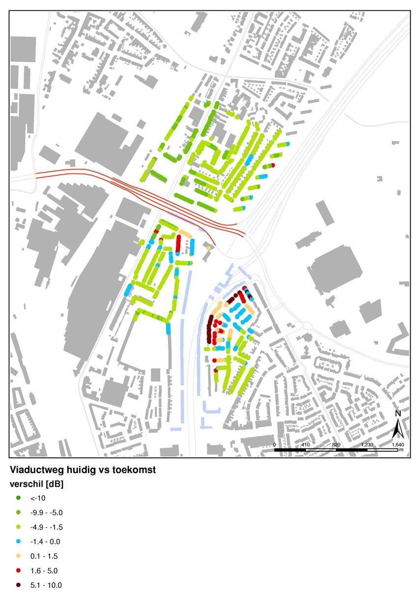 Figuur B1.6: Verschil plan versus huidig voor de Viaductweg.