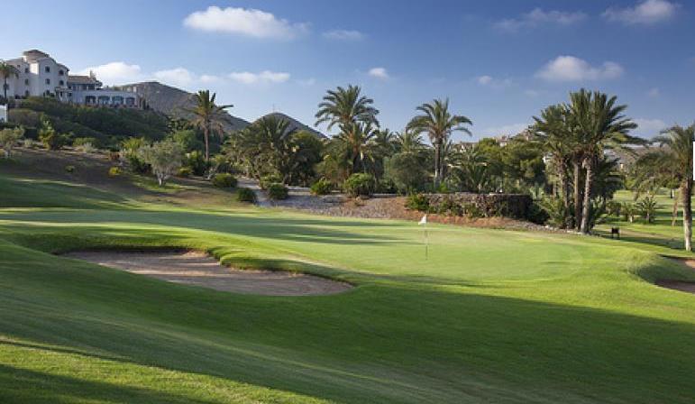 Temidden van de vallei, beschikt hij over merkwaardige brede fairways, omringd door palmbomen en uitgestrekte greens.