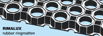 rimalux rubber ringmatten werkt onafhankelijk van de looprichting Materiaal Materiaal: Hardheid: shore A 56 ±5 Treksterkte: MPA min. 3,1 Rek bij breuk: MPA min.