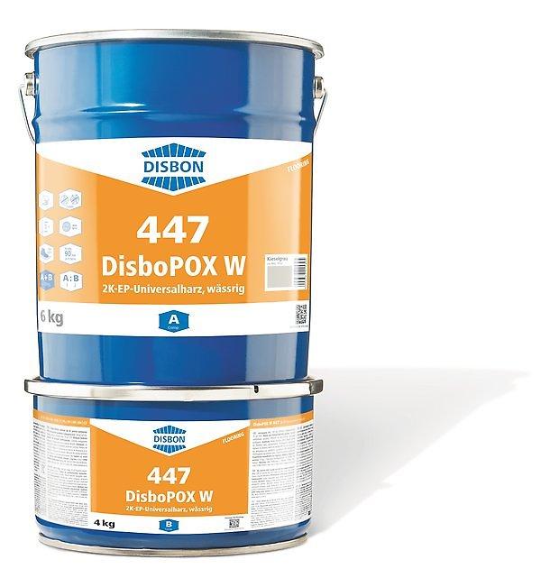 DisboPOX W 447 2K-EP-Universalharz Waterverdunbare epoxyharscoating voor wanden en (te berijden) vloeren binnen met een matige tot gemiddelde belastingen. Twee componenten (2K).