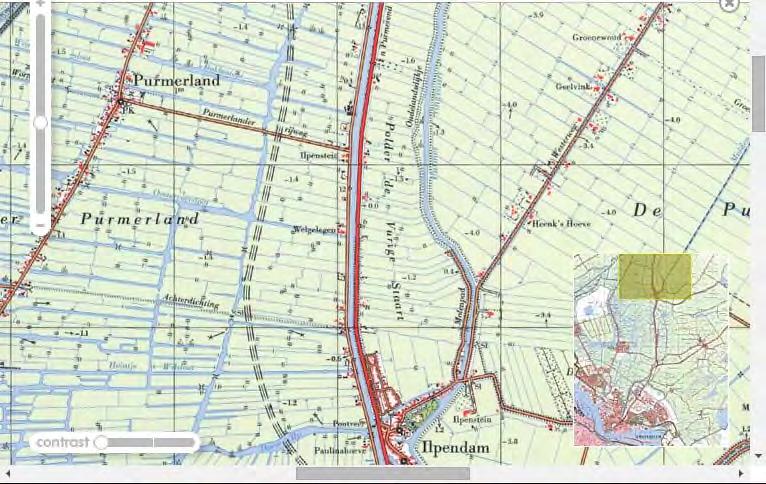 ), Amsterdam / Purmerend, 96 Met name meer bebouwing in de kern van Ilpendam Bron watwaswaar.nl: Topografische kaart (:5.