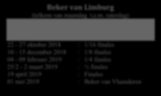 SPORTKALENDER 2018-2019 Beker van Limb
