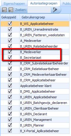 1.2 Tabblad Autorisatiegroepen Op dit tabblad gaat u de rechten van deze gebruiker beheren. Wat mag deze gebruiker binnen Kluwer Office doen.