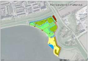 Zwemwater, Strand en Speel- & Ligweide zijn enkele van de duurdere doeltypen in de TBMsystematiek. Afbeelding 7: Weergave van de huidige inrichting van Recreatieterrein Plattendijk o.b.v. TBM-doeltypen.