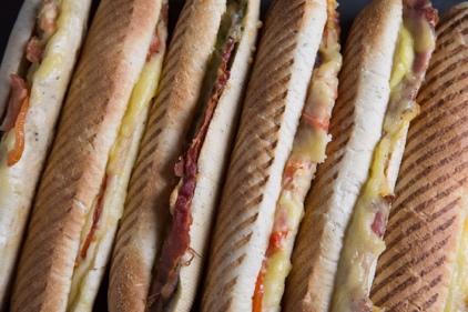 Panini pita 7,50 Panini pita pikant 7,50 Panini gegrild houthakkersspek 7,00 Panini omelet bacon