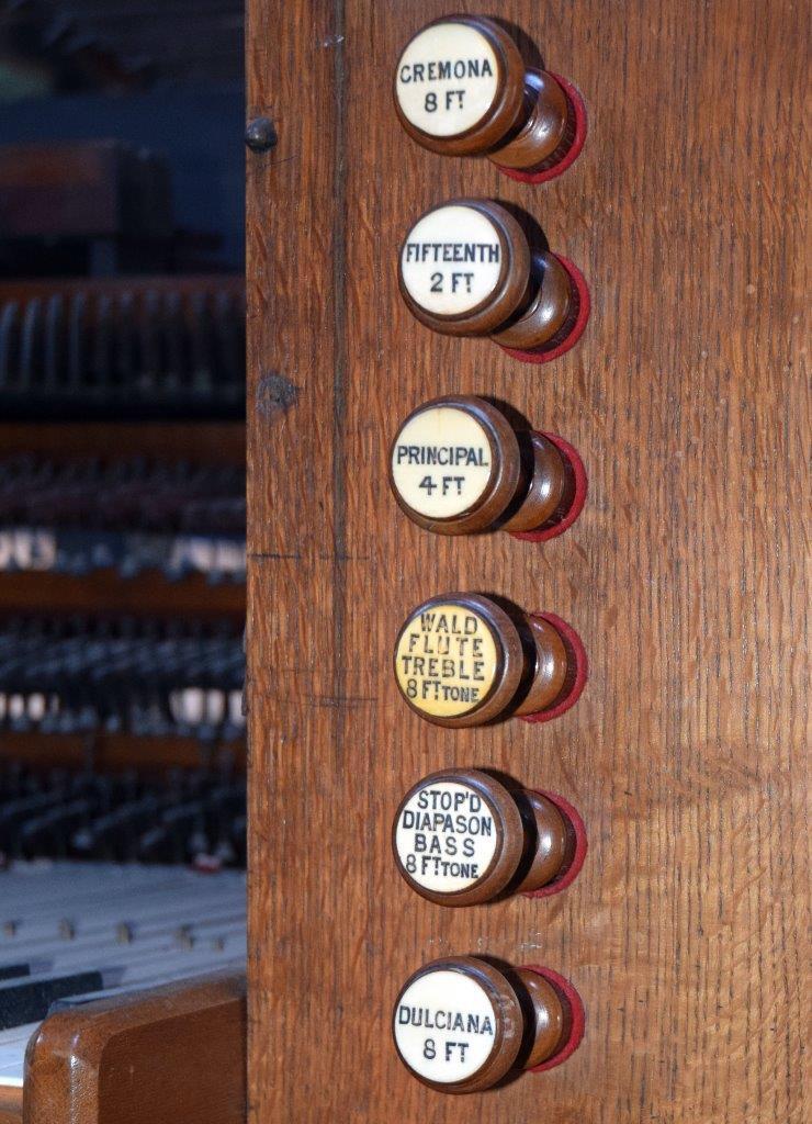 Het Walker-orgel kent verder de volgende registers: Wald Flute 8 in het Nederlandse de Woudfluit, open houten pijpen; Dulciana 8 een zachte strijker van grote klankschoonheid, vooral geschikt voor de