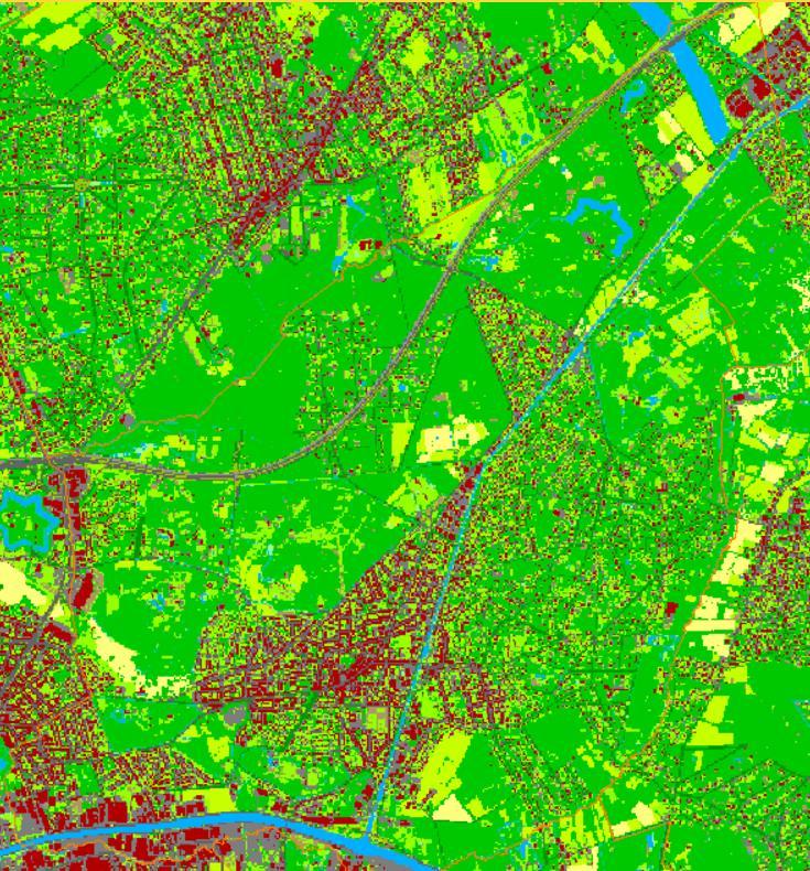 Kaart 10: Bodembedekkingskaart (BBK), 1m resolutie, opname 2012 Bron: Geopunt De gemeente Schoten heeft de grootste