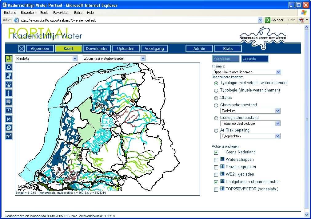HOOFDSTU 11 Gegevens monitoringprogramma s Om de gegevensuitwisseling voor de KRW te ondersteunen en de gegevens via één plek binnen Nederland toegankelijk te maken is het KRW-portaal ontwikkeld.