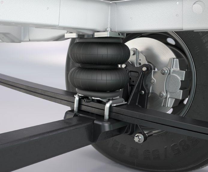 Extra luchtveersystemen voor de achteras De flexibele oplossing. Extra luchtveren ondersteunen de standaardveren en brengen meer comfort en veiligheid in het chassis.