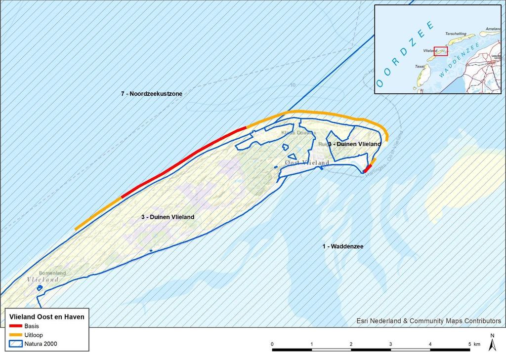Figuur 1 Strandsuppletie Vlieland Oost en Vlieland Havenstrand Omdat de erosie bij het op enkele plekken zeer sterk is, wordt als onderdeel van de suppletie een tweetal depots aangelegd: depot 1 met
